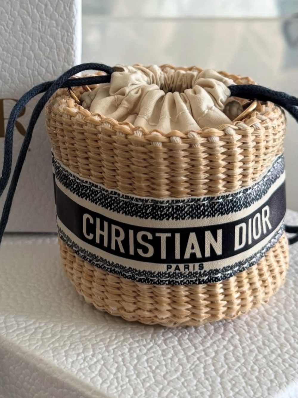 GWP CHRISTIAN DIOR Mini Straw Vanity Bag